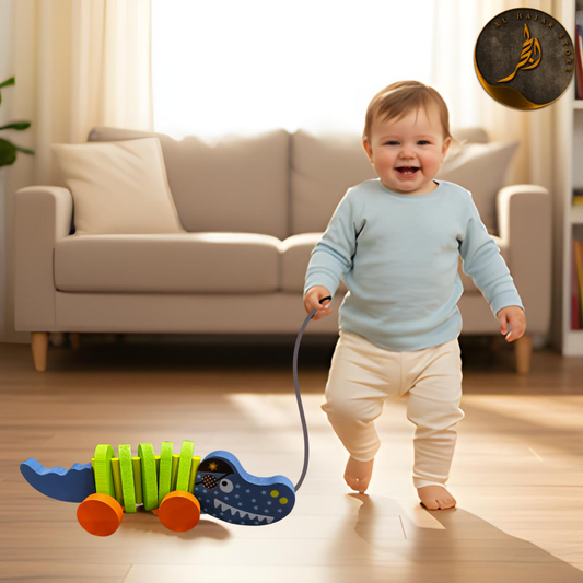 Pull-Rope Animal Toy | Wooden Walking Aid for Toddlers