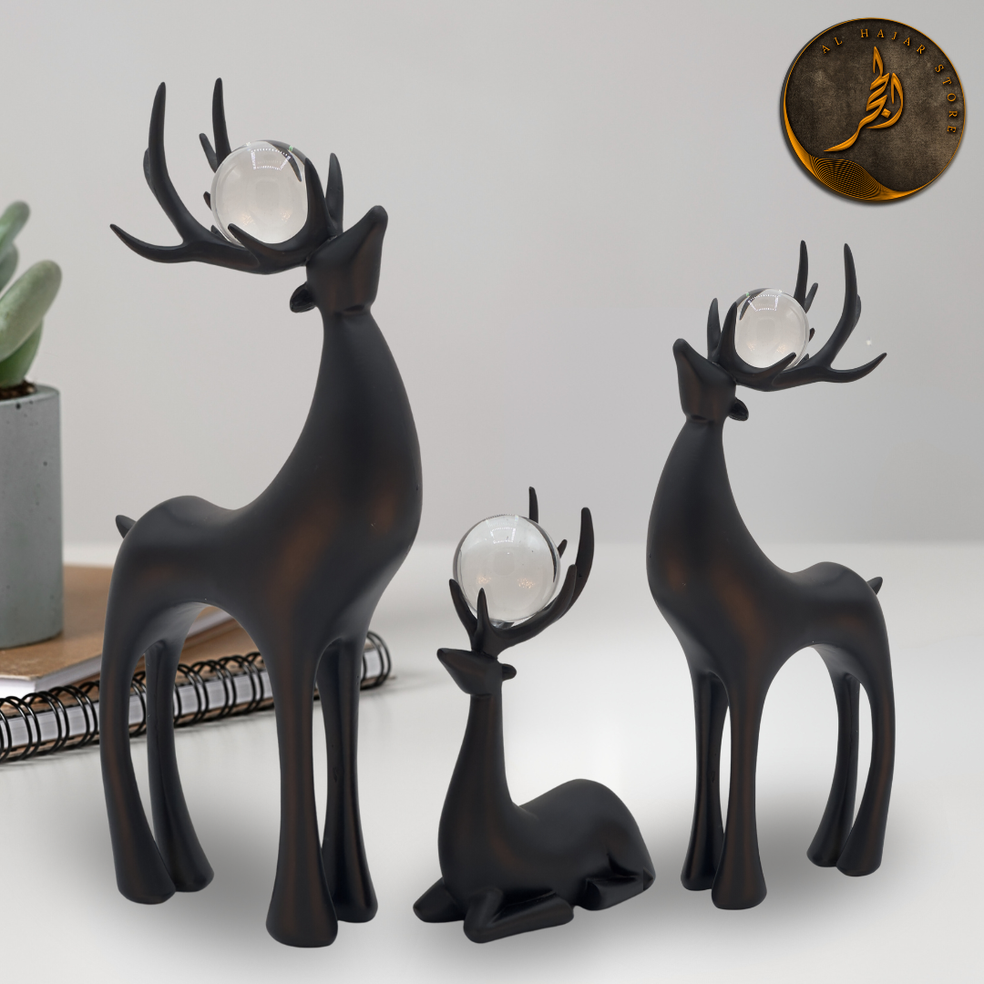 White Gold Deer Ornaments with Crystal Ball