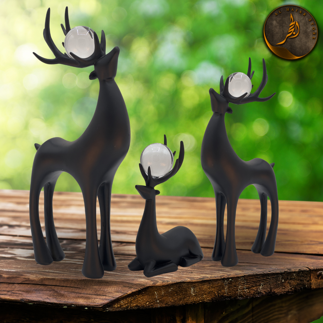 White Gold Deer Ornaments with Crystal Ball