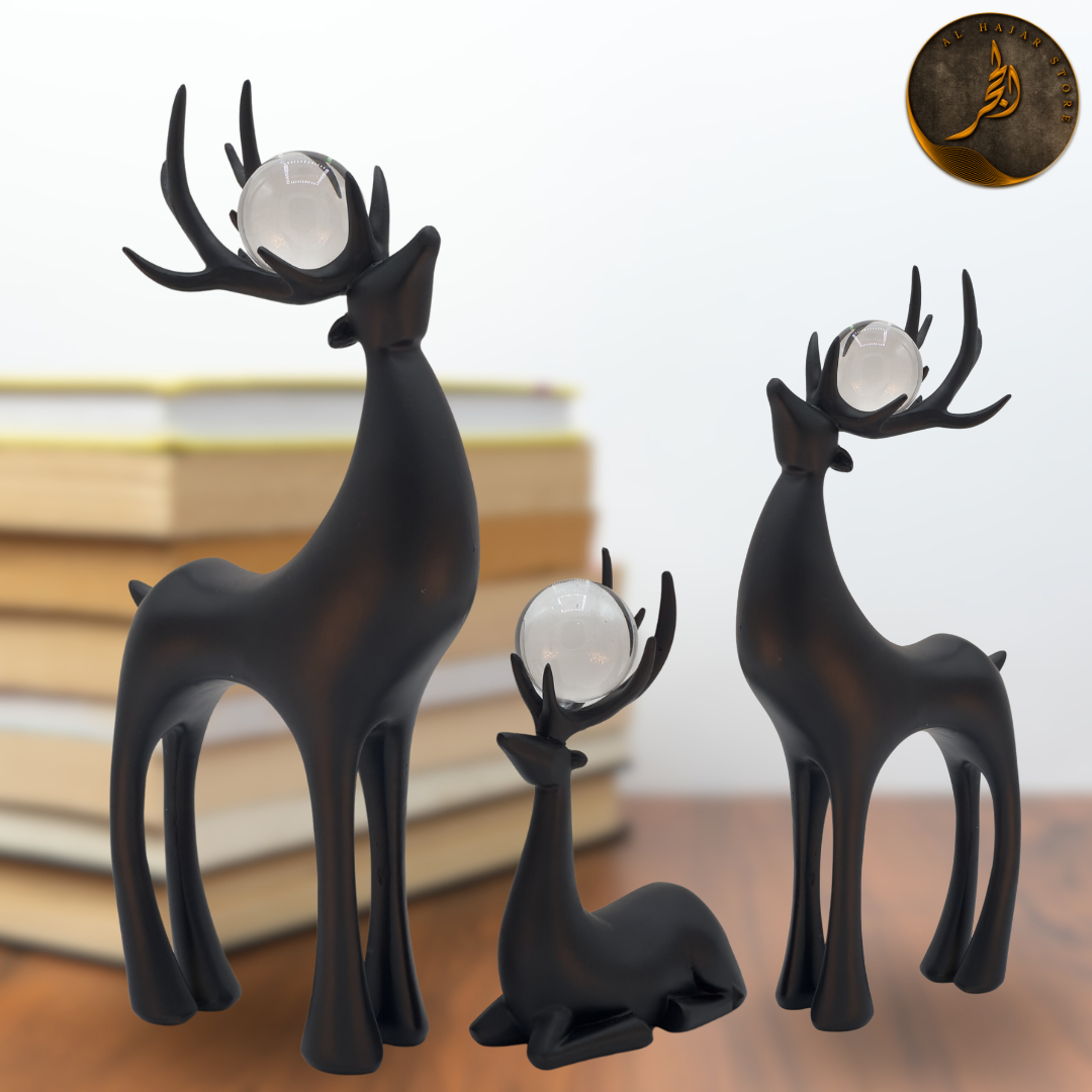 White Gold Deer Ornaments with Crystal Ball