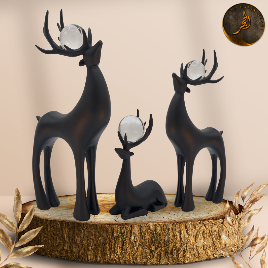 White Gold Deer Ornaments with Crystal Ball