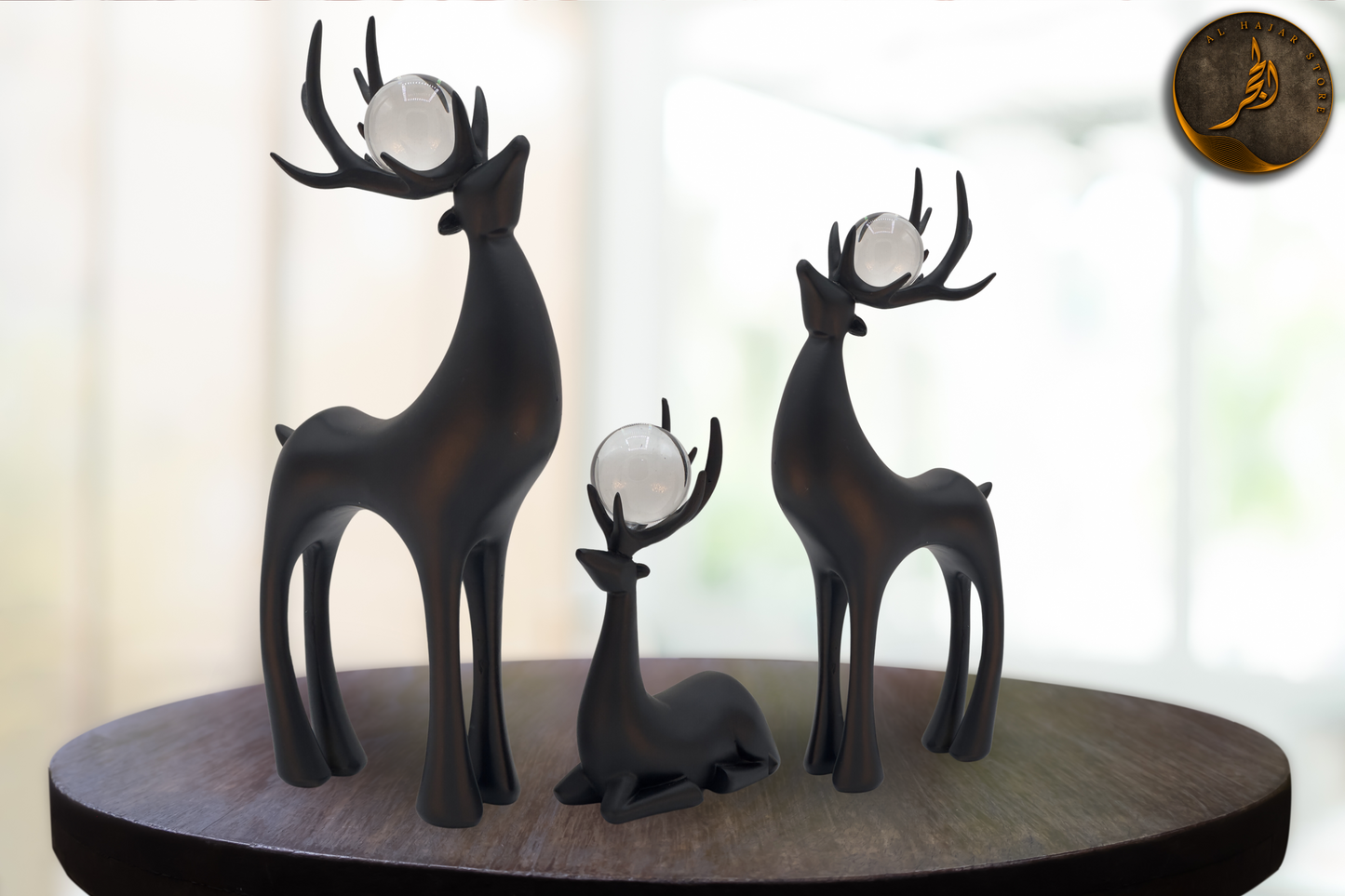 White Gold Deer Ornaments with Crystal Ball