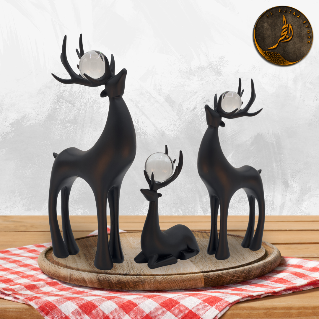 White Gold Deer Ornaments with Crystal Ball