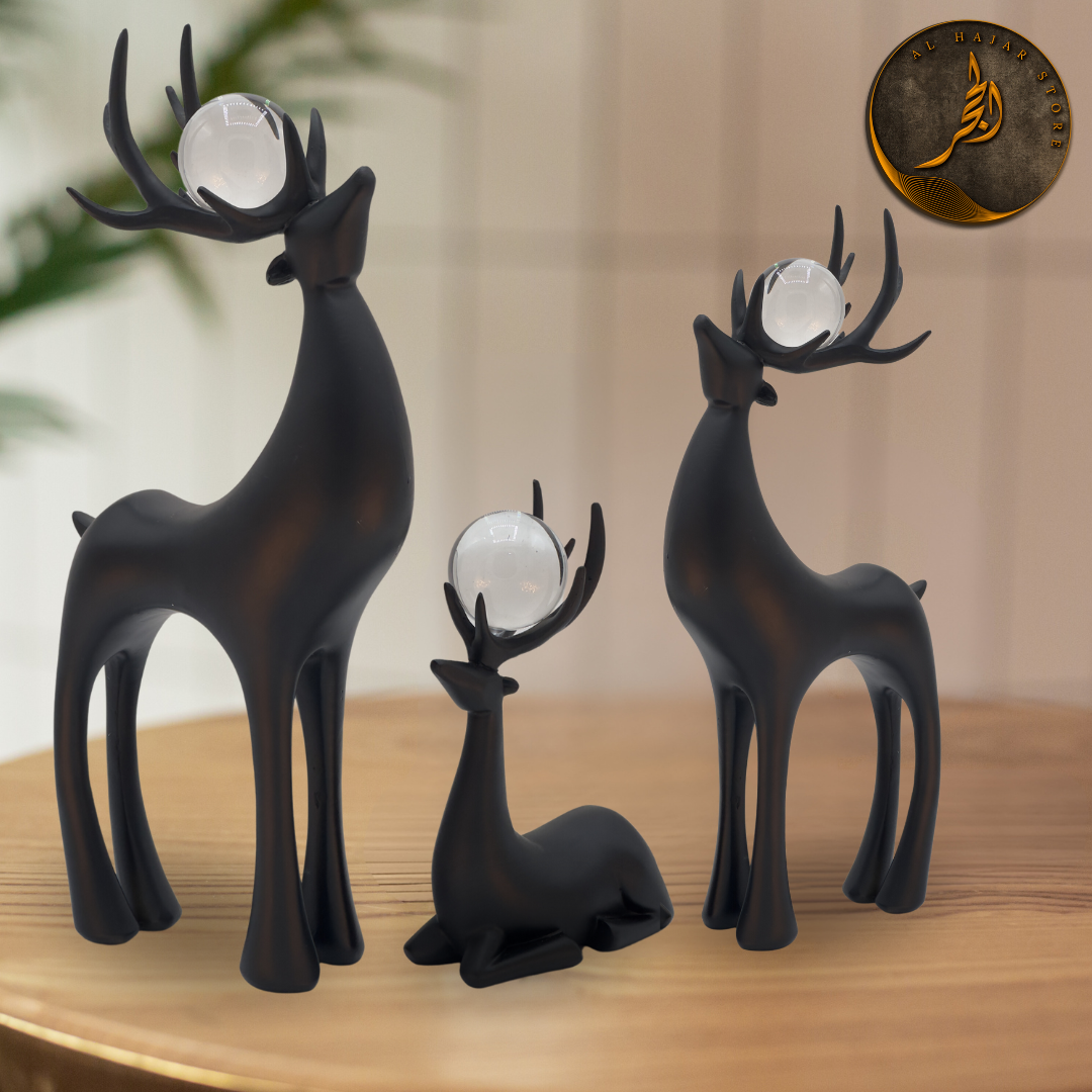 White Gold Deer Ornaments with Crystal Ball