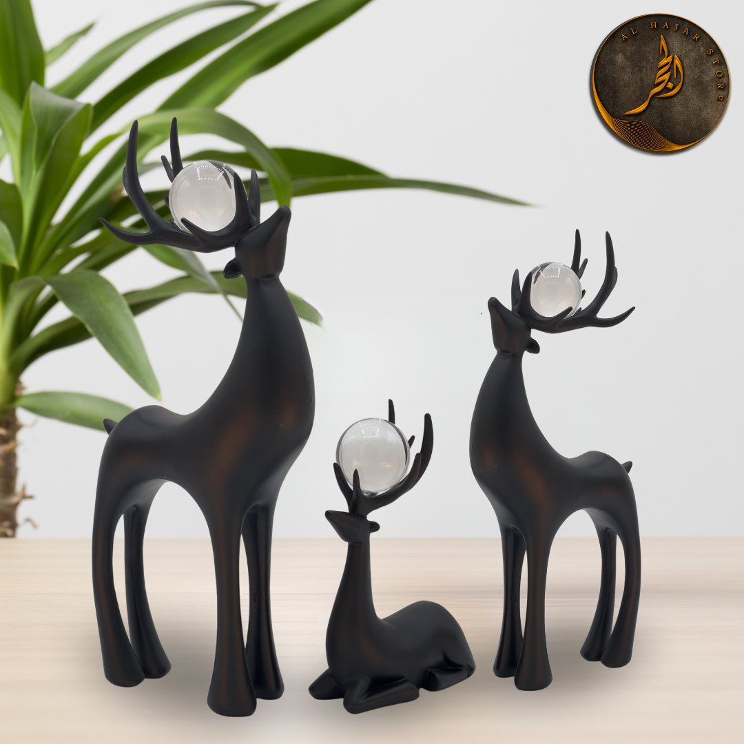White Gold Deer Ornaments with Crystal Ball