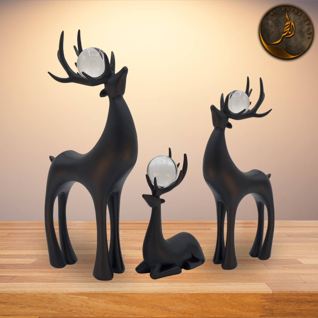 White Gold Deer Ornaments with Crystal Ball