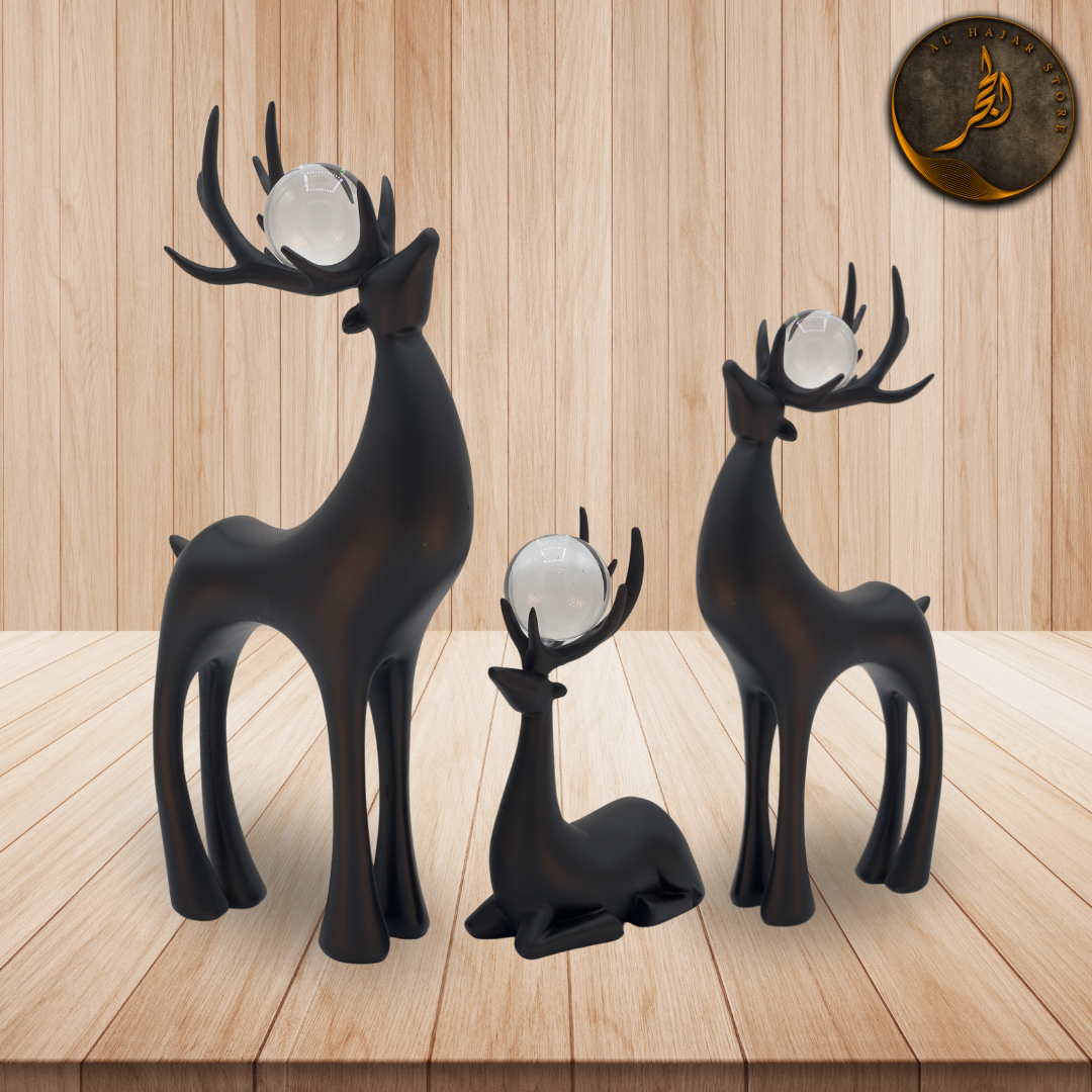 White Gold Deer Ornaments with Crystal Ball