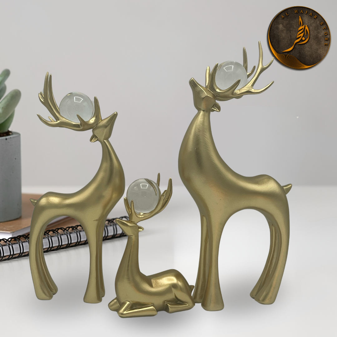 Classy Gold Deer Ornaments with Crystal Ball