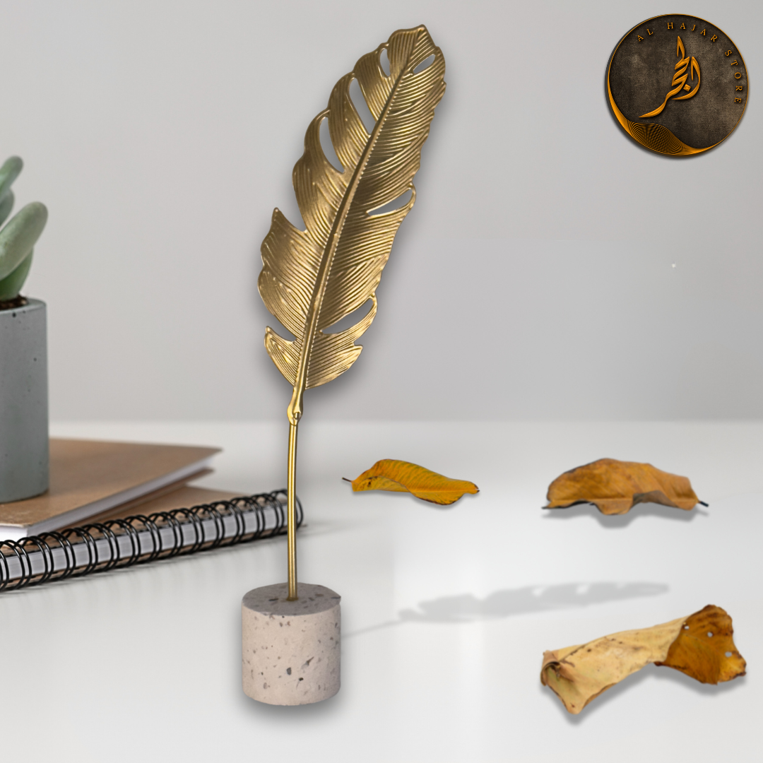 Golden Leaf Feather Ornament