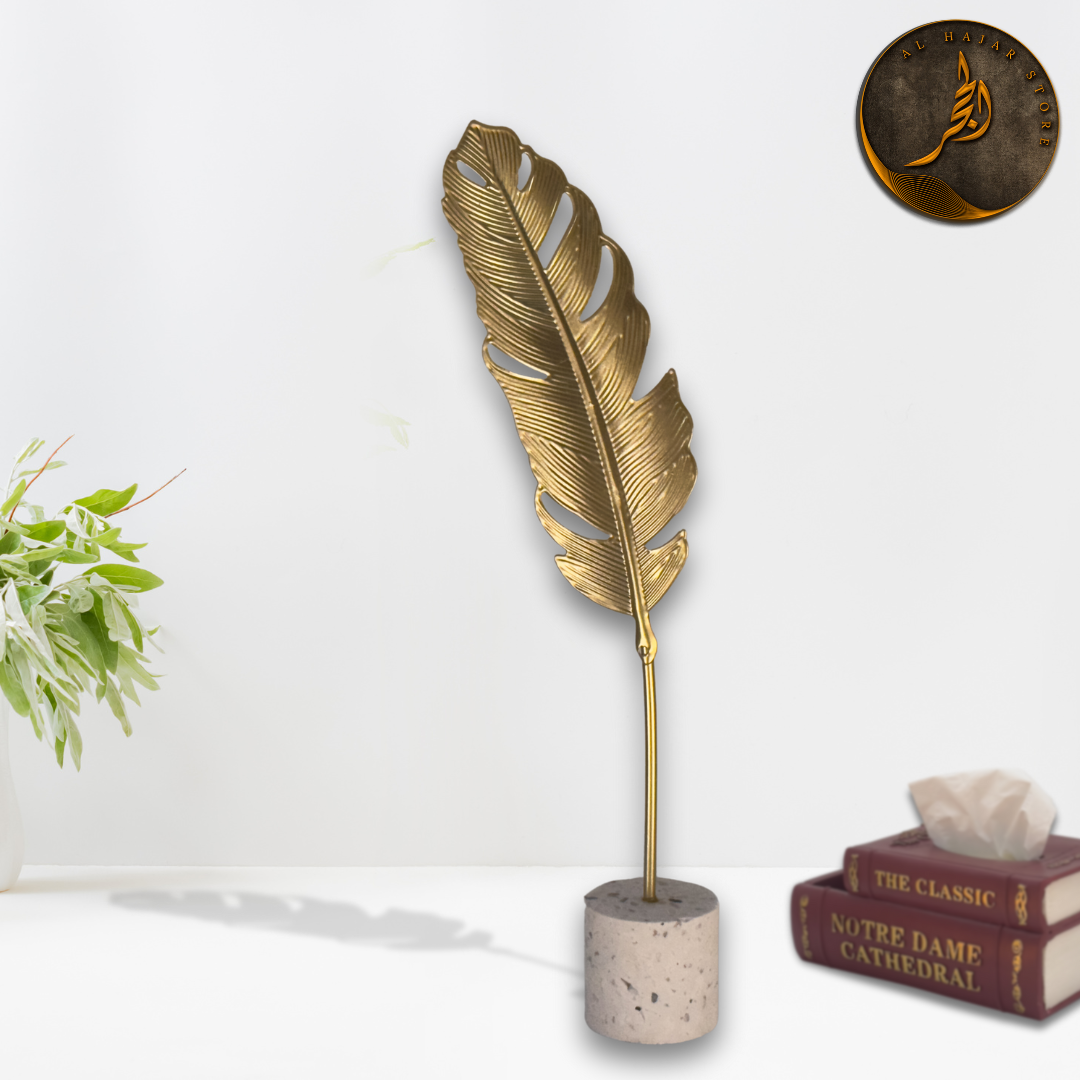 Golden Leaf Feather Ornament