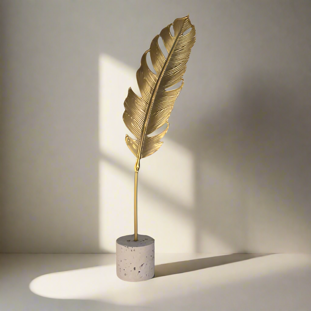 Golden Leaf Feather Ornament
