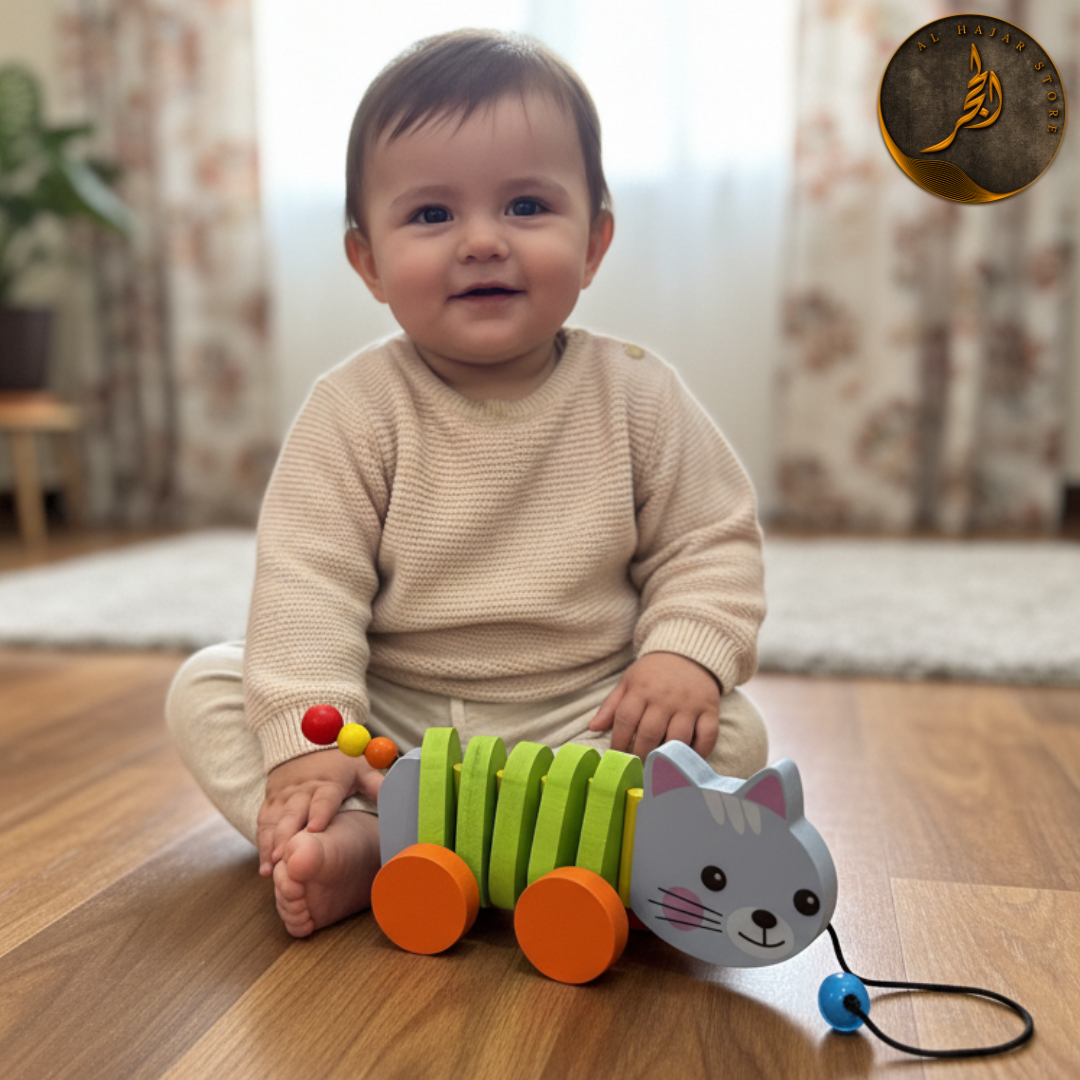 Pull-Rope Animal Toy | Wooden Walking Aid for Toddlers