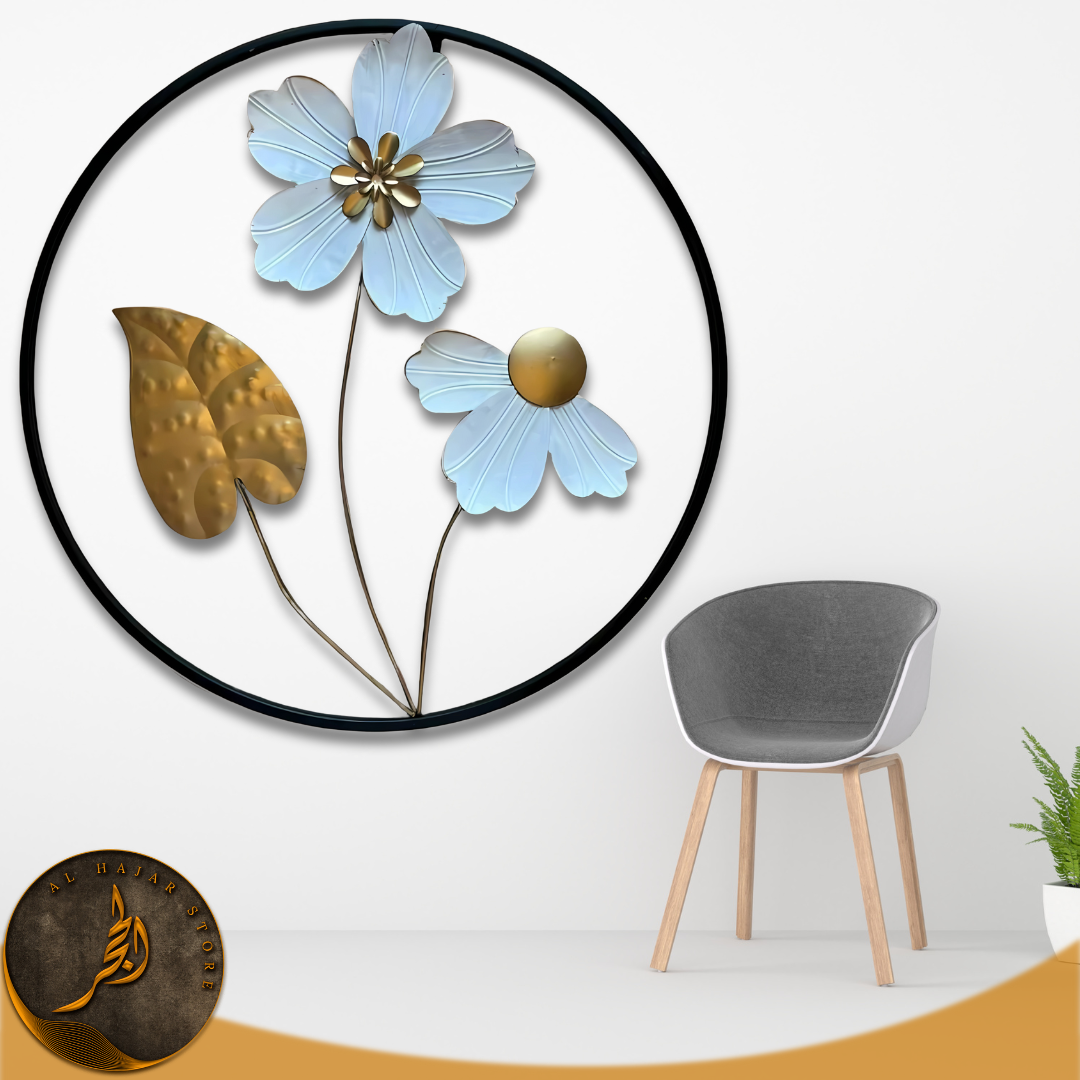 Round 3D Flowers Metal Wall Decor