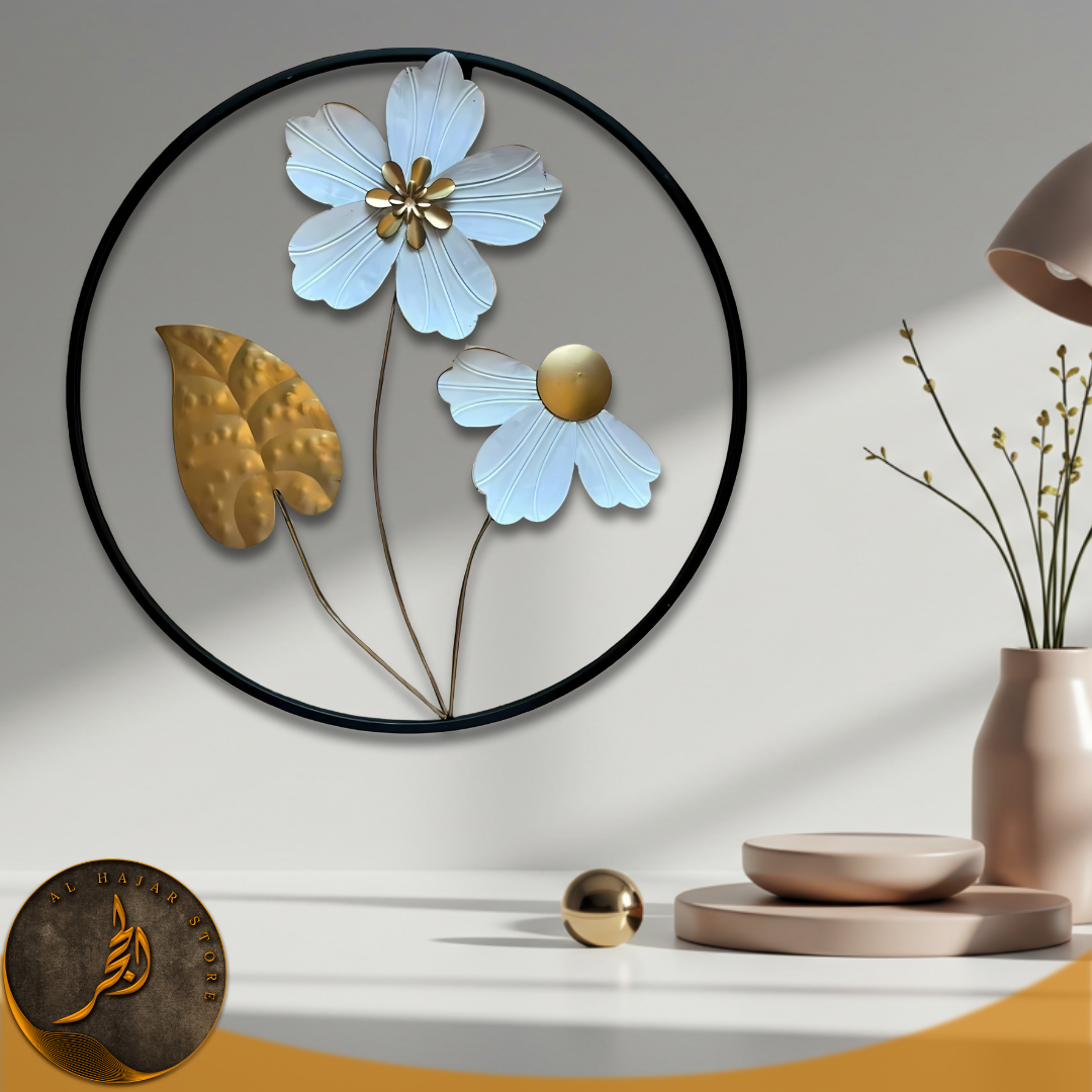Round 3D Flowers Metal Wall Decor