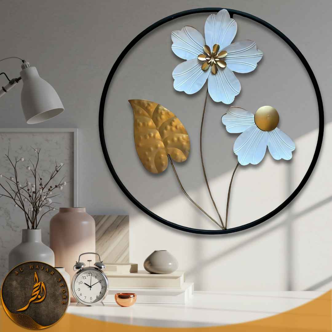 Round 3D Flowers Metal Wall Decor