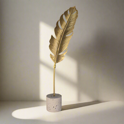 Golden Leaf Feather Ornament