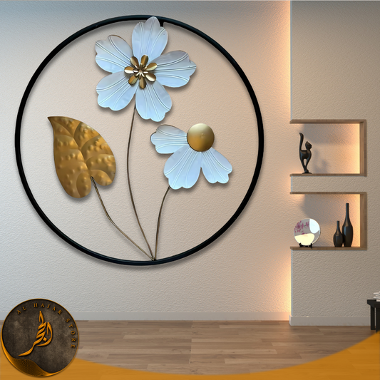 Round 3D Flowers Metal Wall Decor